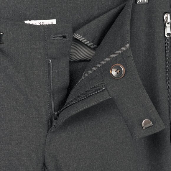 Brunello Cucinelli Anthracite Stretch-Wool Quilted Zip-Hem Trousers - Picture 8 of 13